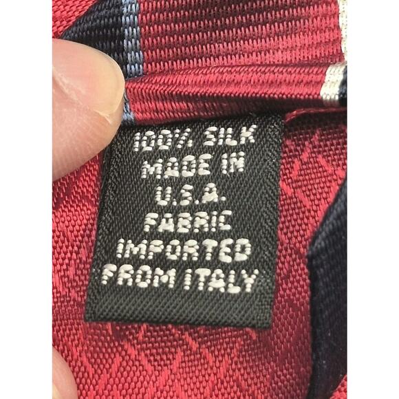 Vintage John Hill Executive Collection Silk Tie Red Blue White Diagonal 4.25x58" - Picture 6 of 7